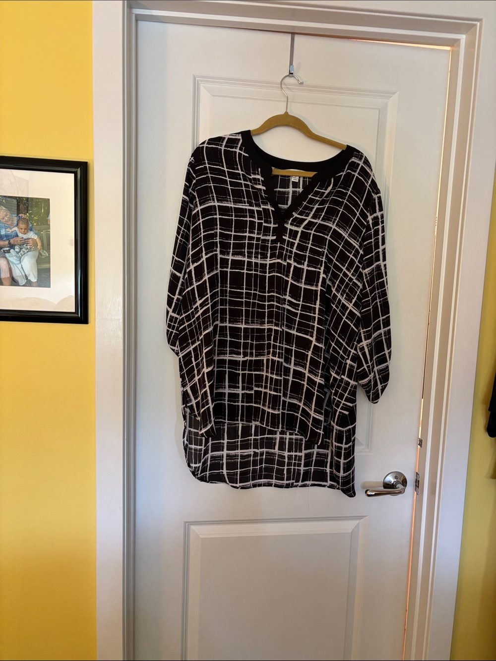 Counterparts Black Tunic with White Grid Pattern